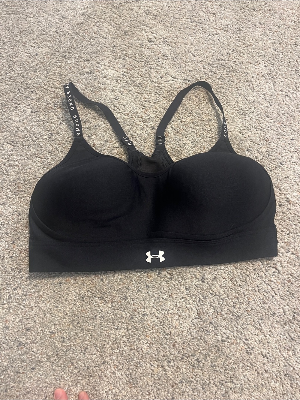 Under Armour Black Padded Racerback Sports Bra with Logo